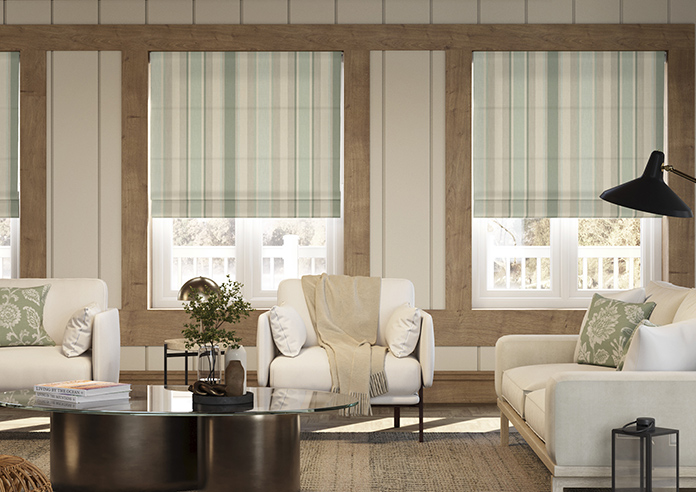 Laura Ashley Awning Stripe, Smoke Green - Roman Blind - Image 3